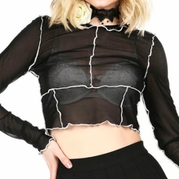 Long sleeve mesh top - Picture 1 of 2